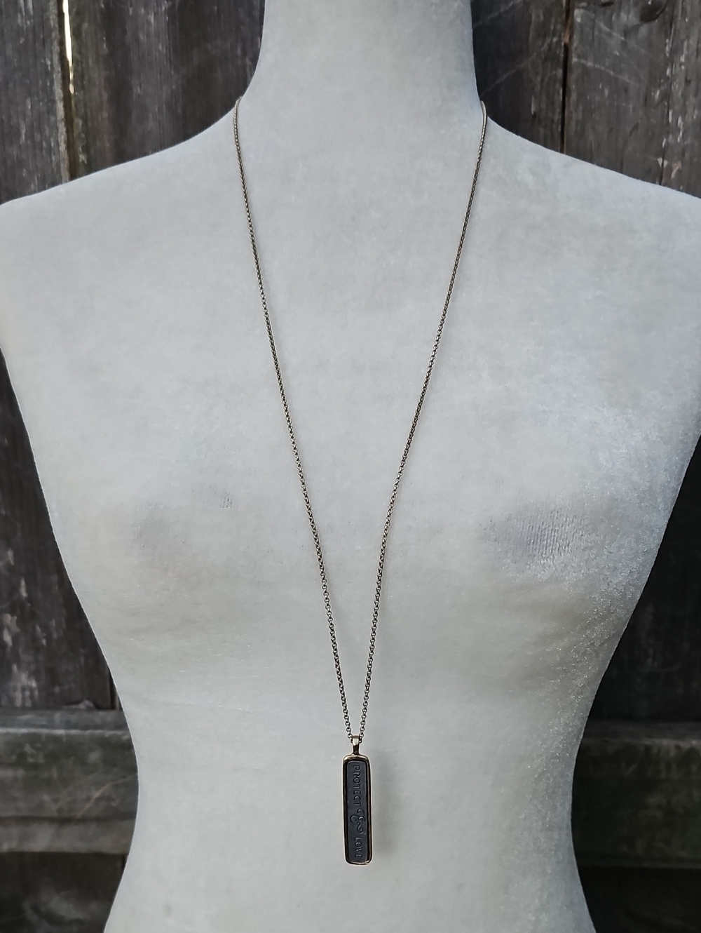 JK Thirty One Long Bar Pendant Necklace Protect & Love Mom Women Jewelry